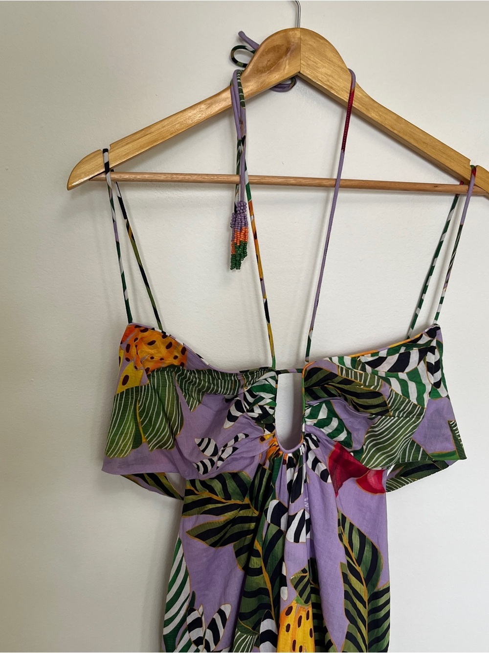 Farm Rio Tiered Purple Halter Neck Mini Dress - Picture 3 of 7